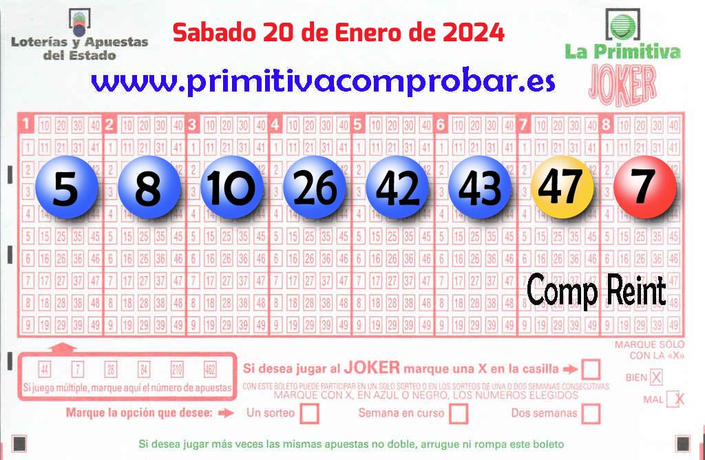 COMPROBAR PRIMITIVA del Sábado 20 de Enero de 2024